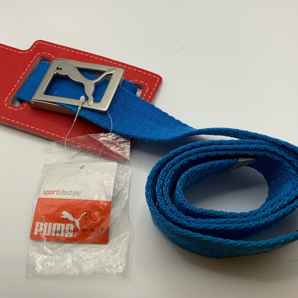 PUMA Red and Blue Belt with Silver Buckle